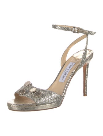Jimmy Choo Glitter Animal Print Sandals