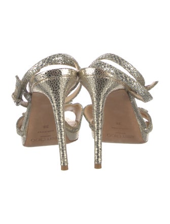 Jimmy Choo Glitter Animal Print Sandals