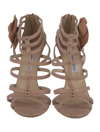 Jimmy Choo Camellia Accent Leather Gladiator Sandals