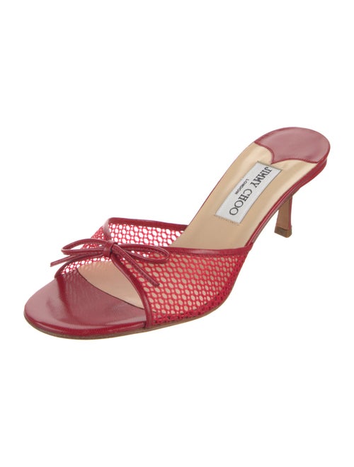 Jimmy Choo Leather Mesh Accents Slides