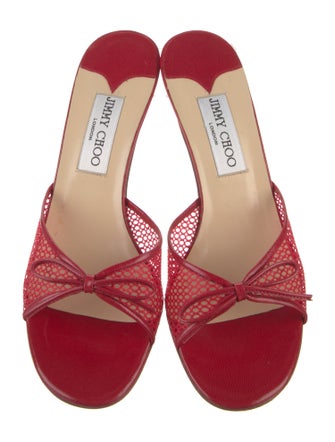 Jimmy Choo Leather Mesh Accents Slides