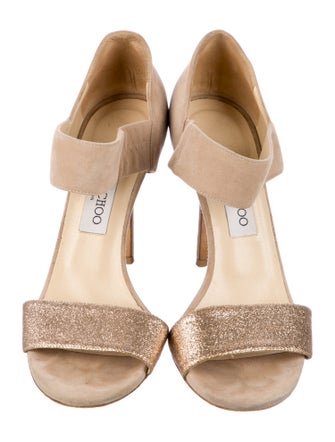 Jimmy Choo Suede Glitter Accents Sandals