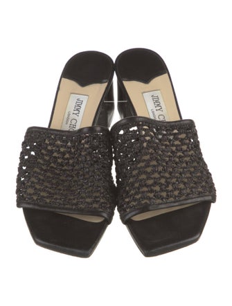 Jimmy Choo Leather Trim Embellishment Slides