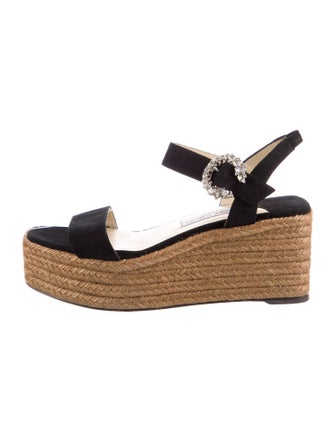 Jimmy Choo Suede Crystal Embellishments Espadrilles