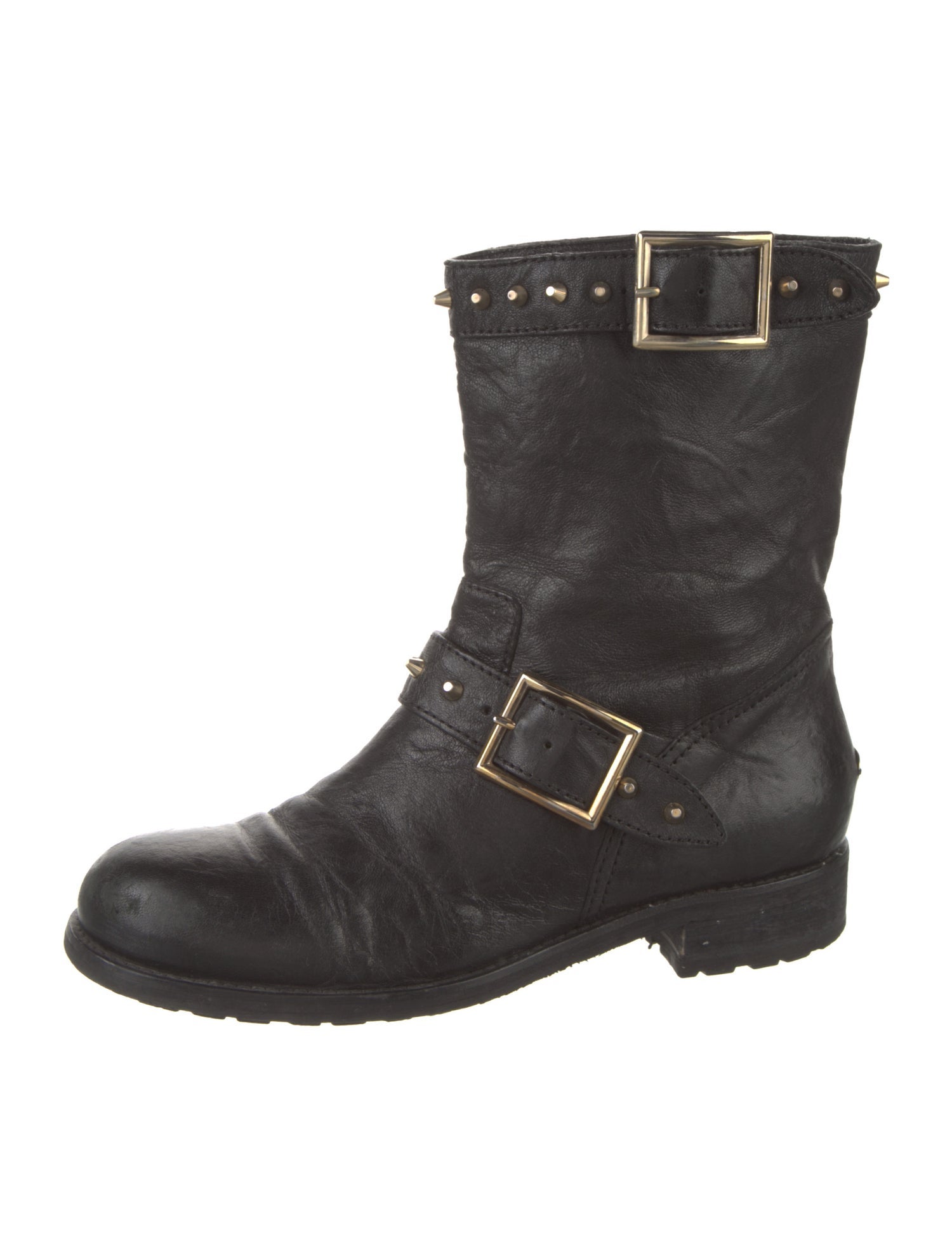 Jimmy Choo Spike Accents Leather Moto Boots