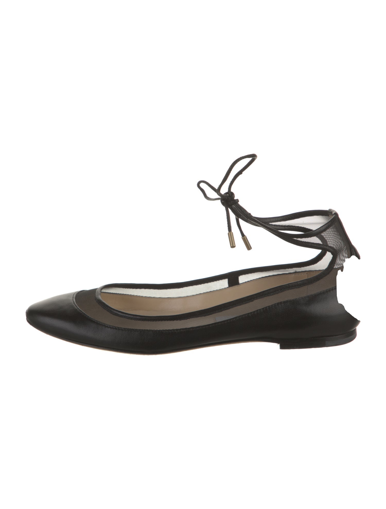 Jimmy Choo Leather Mesh Accents Ballet Flats