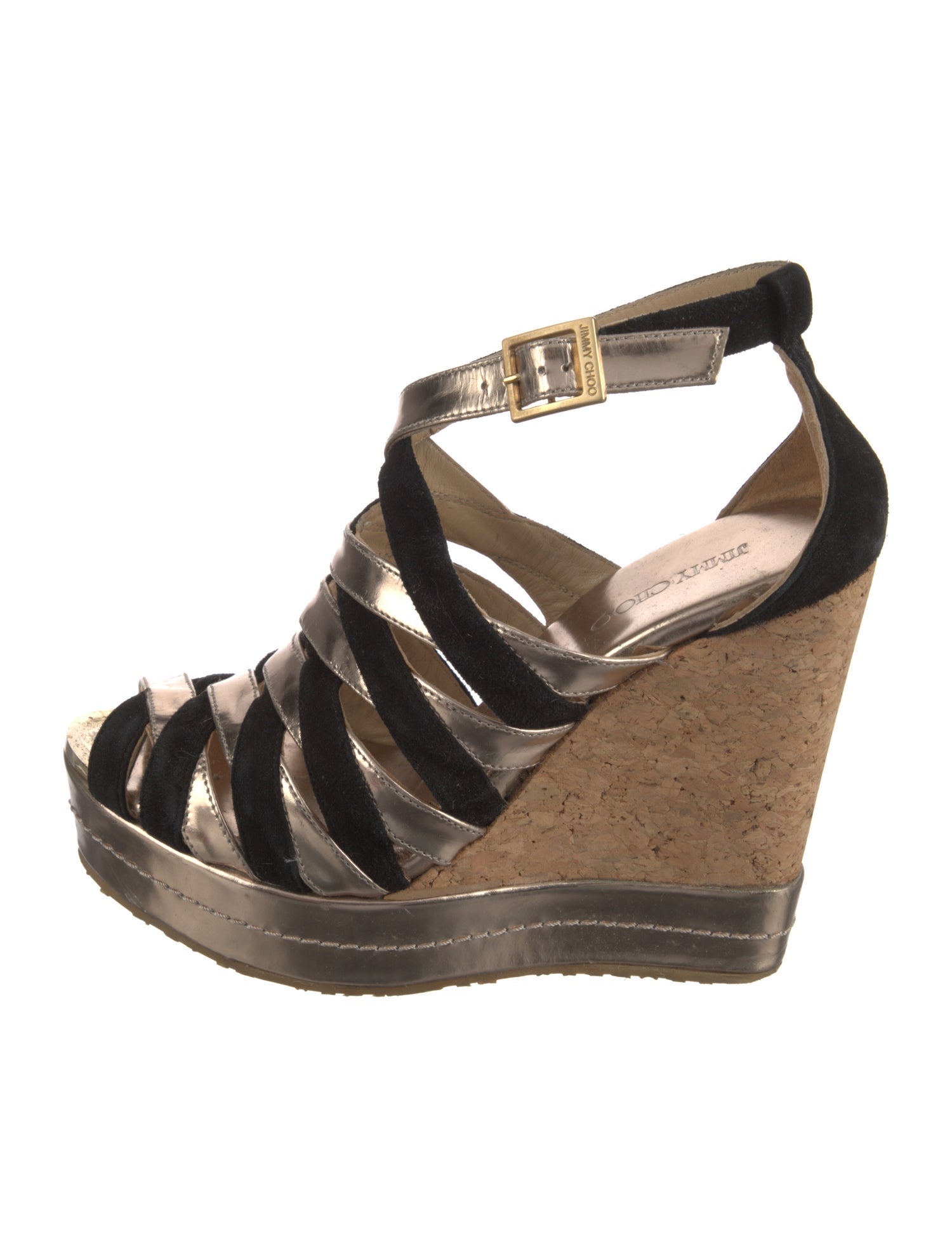 Jimmy Choo Patent Leather Colorblock Pattern Espadrilles