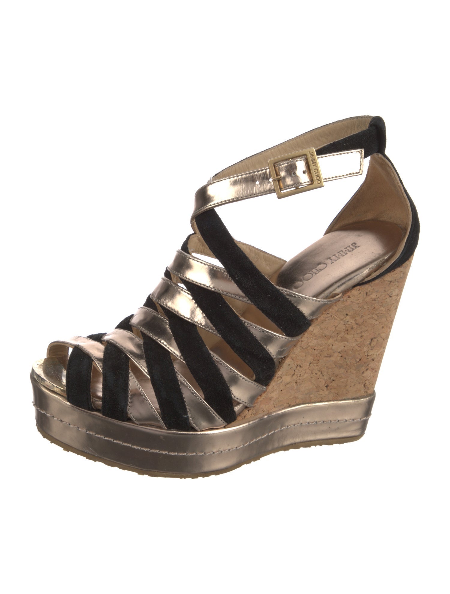 Jimmy Choo Patent Leather Colorblock Pattern Espadrilles