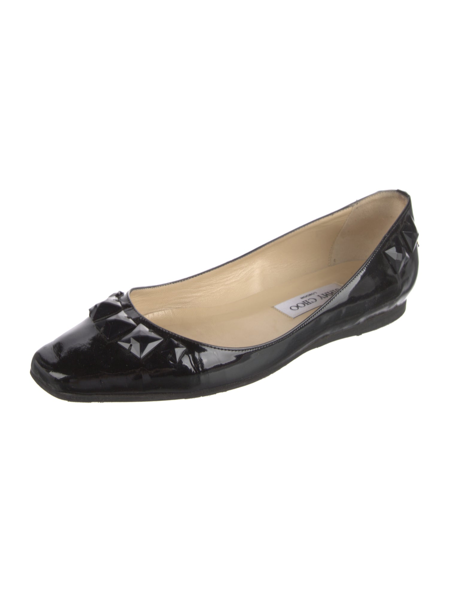 Jimmy Choo Patent Leather Studded Accents Ballet Flats