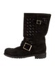 Jimmy Choo Suede Lasercut Accents Moto Boots