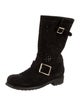 Jimmy Choo Suede Lasercut Accents Moto Boots