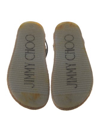 Jimmy Choo Jute Crystal Embellishments T-Strap Sandals