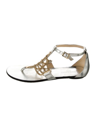 Jimmy Choo Wallace Leather T-Strap Sandals