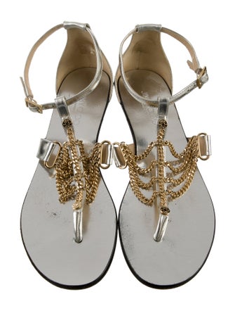 Jimmy Choo Wallace Leather T-Strap Sandals
