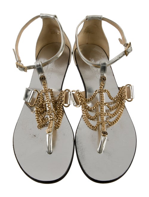 Jimmy Choo Wallace Leather T-Strap Sandals