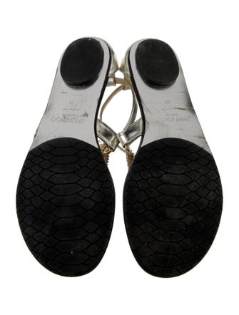 Jimmy Choo Wallace Leather T-Strap Sandals