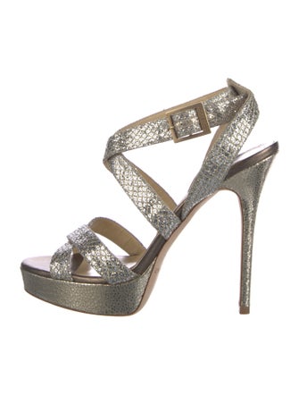 Jimmy Choo Glitter Mesh Accents Sandals