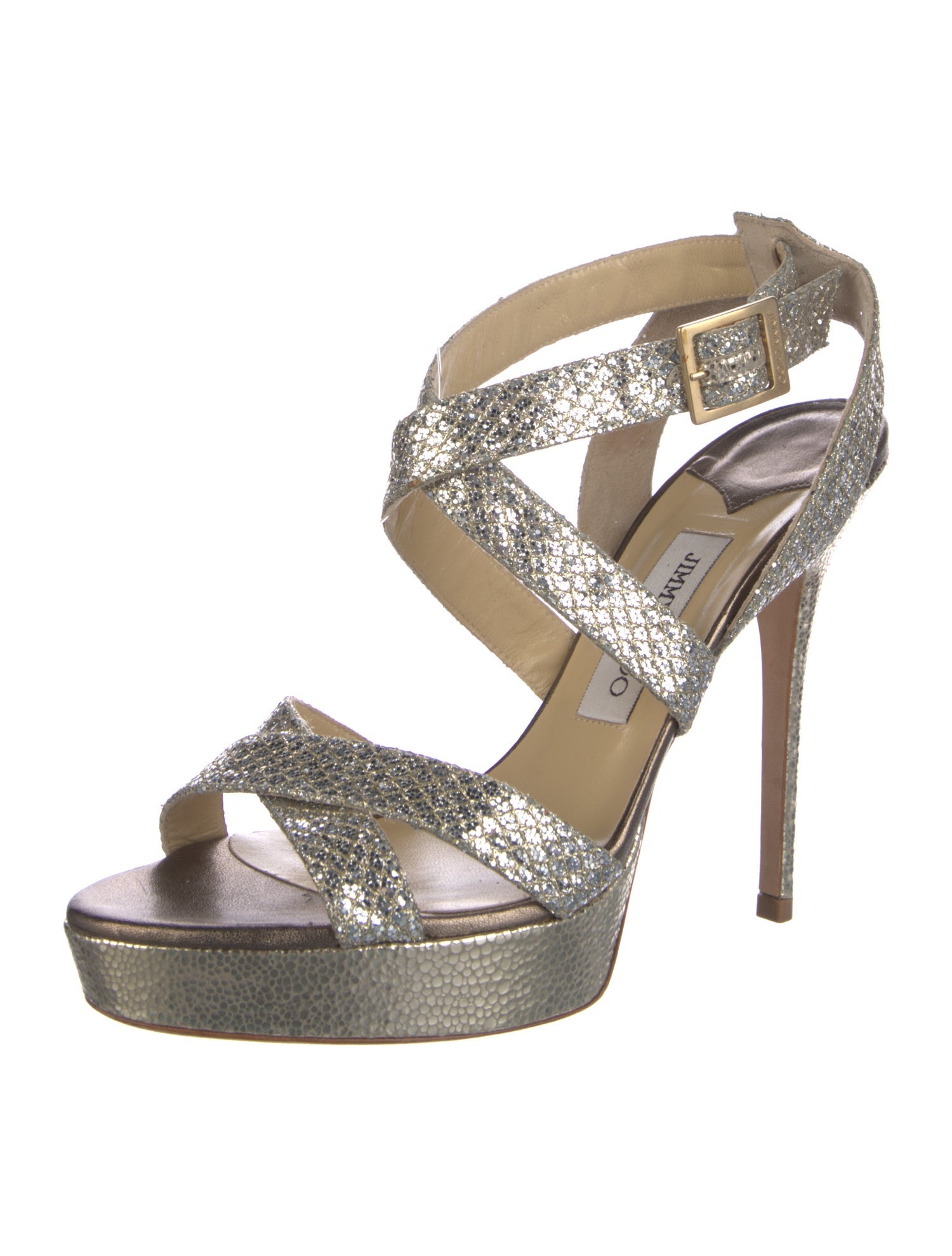 Jimmy Choo Glitter Mesh Accents Sandals