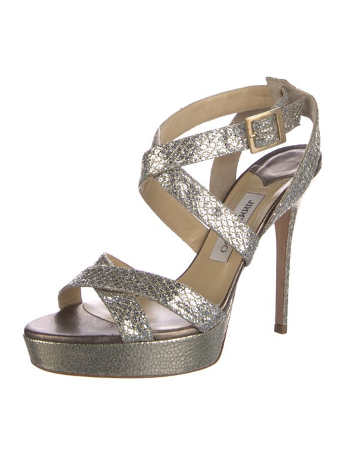 Jimmy Choo Glitter Mesh Accents Sandals
