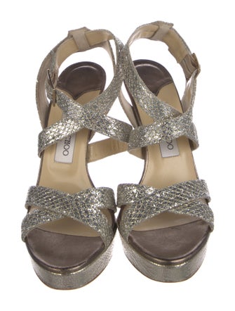 Jimmy Choo Glitter Mesh Accents Sandals