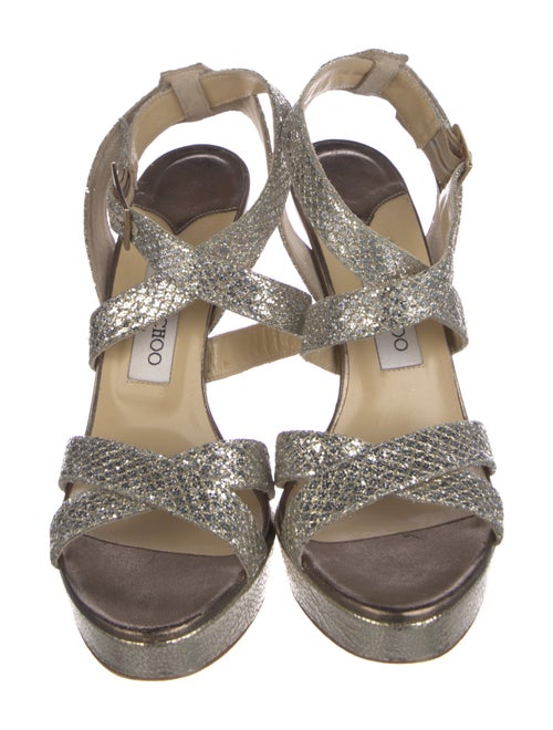 Jimmy Choo Glitter Mesh Accents Sandals