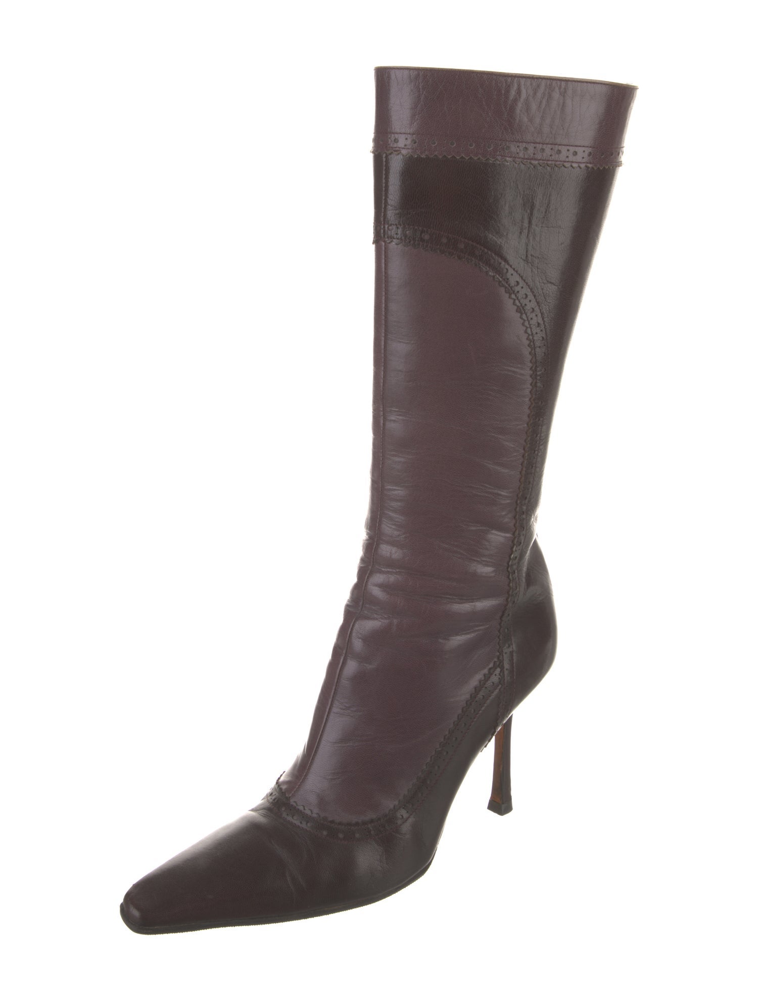 Jimmy Choo Leather Colorblock Pattern Boots