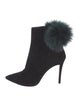 Jimmy Choo Suede Fur Trim Mules