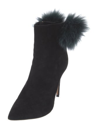 Jimmy Choo Suede Fur Trim Mules