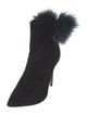 Jimmy Choo Suede Fur Trim Mules