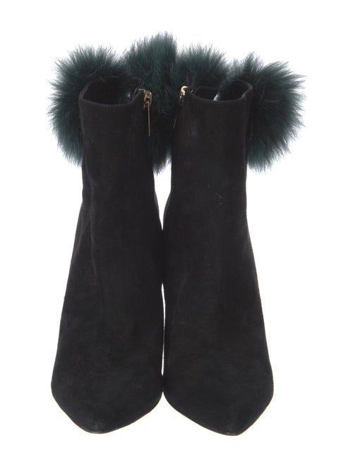 Jimmy Choo Suede Fur Trim Mules