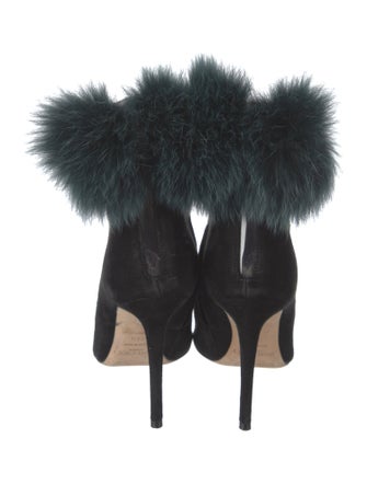 Jimmy Choo Suede Fur Trim Mules