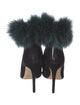 Jimmy Choo Suede Fur Trim Mules