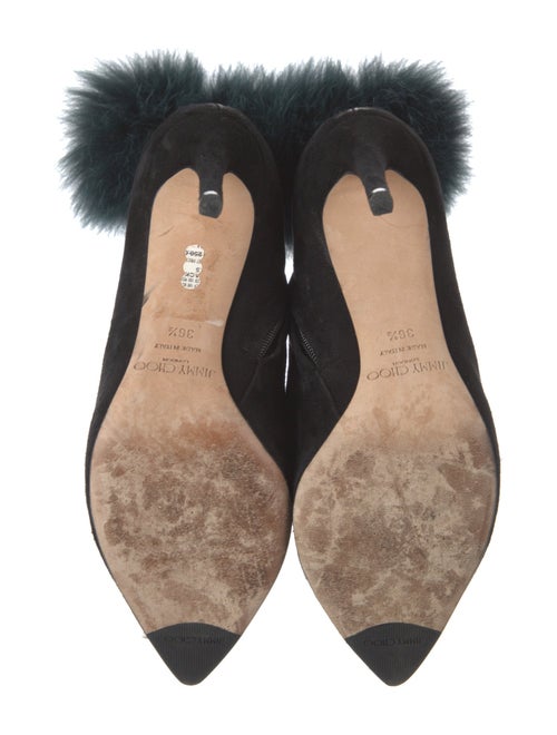 Jimmy Choo Suede Fur Trim Mules