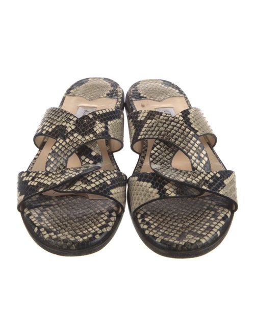 Jimmy Choo Embossed Leather Animal Print Slides