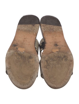 Jimmy Choo Embossed Leather Animal Print Slides