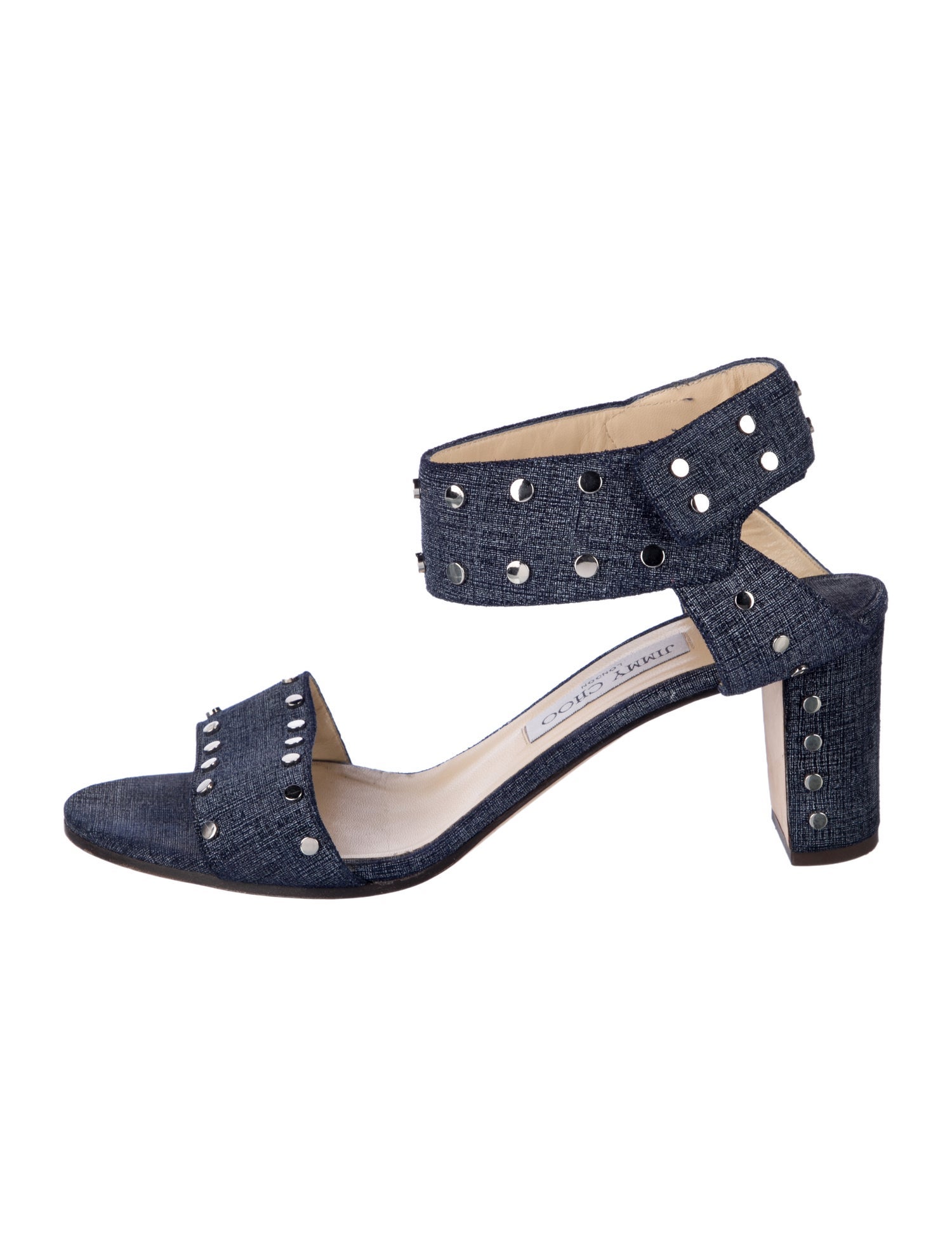 Jimmy Choo Denim Studded Accents Slingback Sandals
