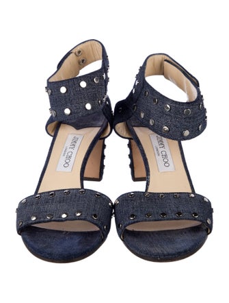 Jimmy Choo Denim Studded Accents Slingback Sandals