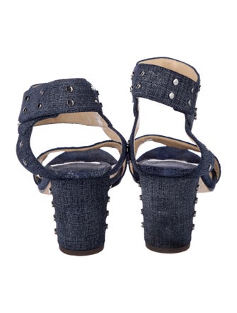 Jimmy Choo Denim Studded Accents Slingback Sandals