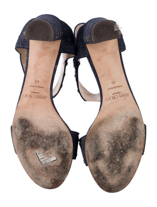 Jimmy Choo Denim Studded Accents Slingback Sandals