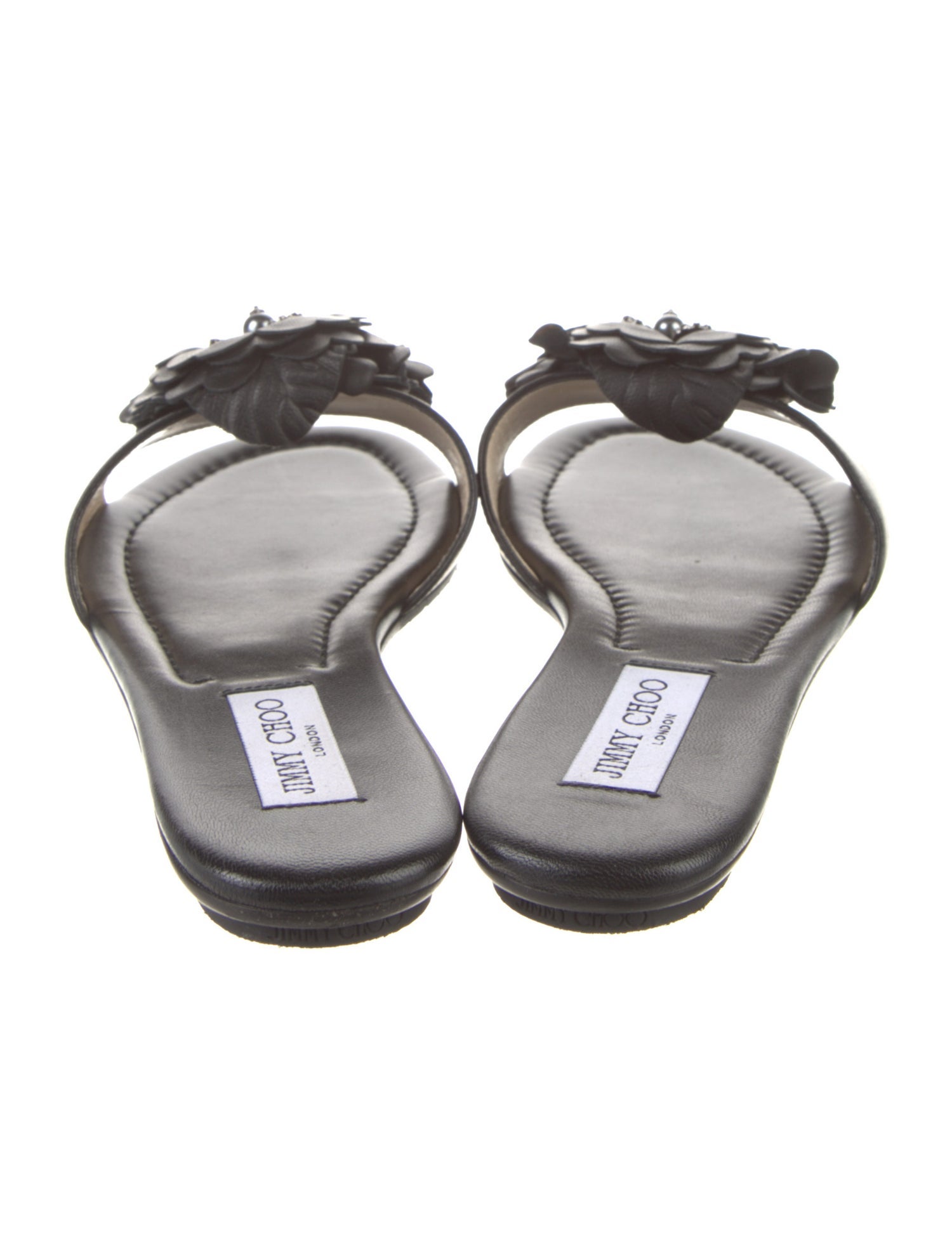 Jimmy Choo Leather Floral Print Slides