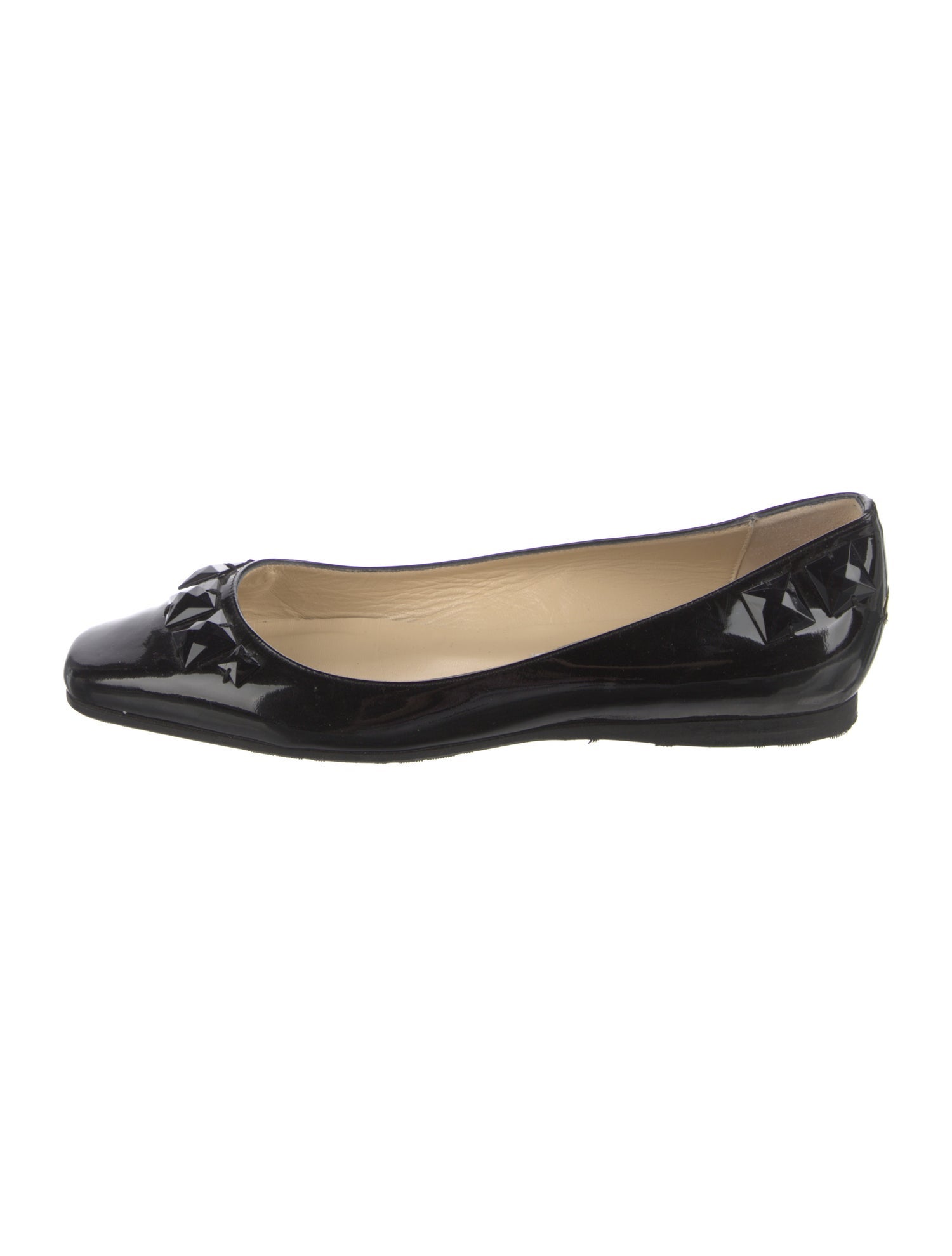 Jimmy Choo Patent Leather Studded Accents Ballet Flats