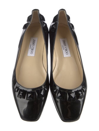 Jimmy Choo Patent Leather Studded Accents Ballet Flats