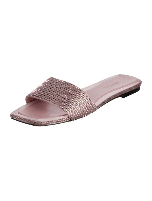 Jimmy Choo Satin Crystal Embellishments Slides