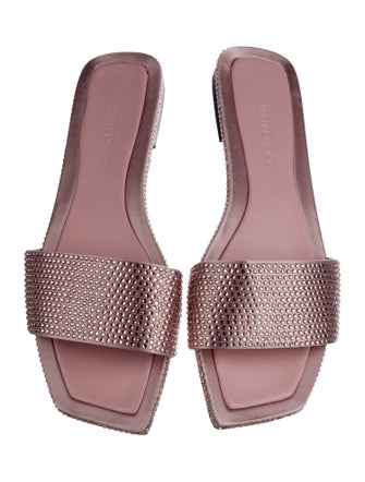 Jimmy Choo Satin Crystal Embellishments Slides