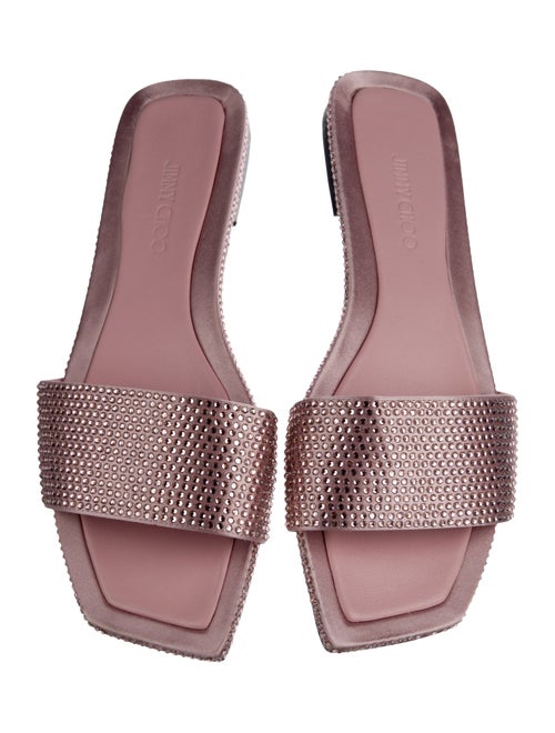Jimmy Choo Satin Crystal Embellishments Slides