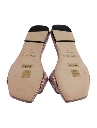 Jimmy Choo Satin Crystal Embellishments Slides