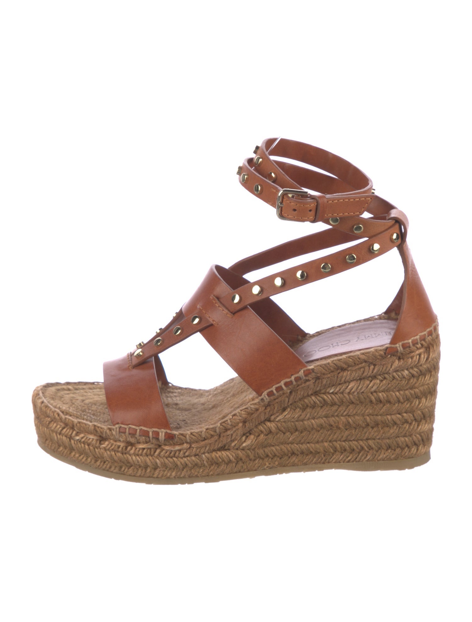 Jimmy Choo Leather Studded Accents Espadrilles