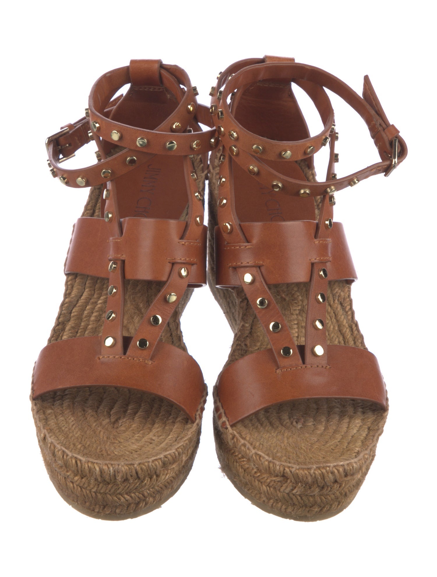 Jimmy Choo Leather Studded Accents Espadrilles