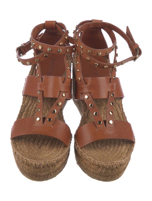 Jimmy Choo Leather Studded Accents Espadrilles