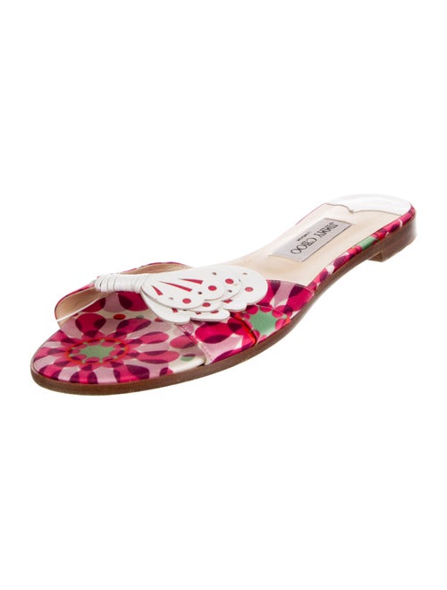 Jimmy Choo Satin Floral Print Slides